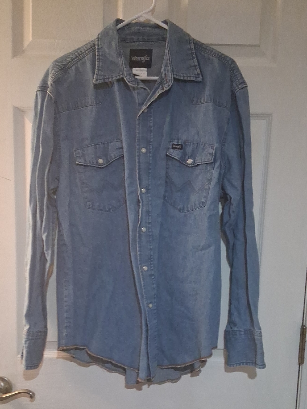 Mens Wrangler Light Wash Denim Western Shirt Sz. XL
